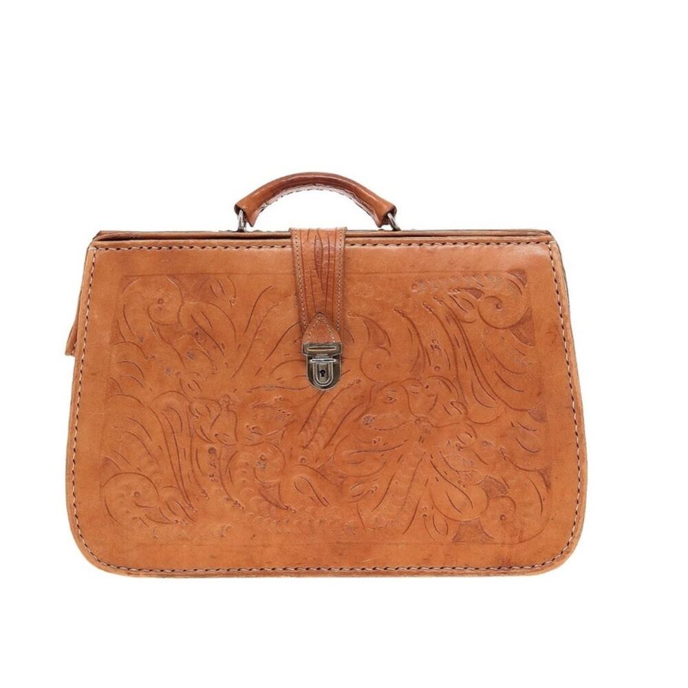 Vintage Tooled leather Western Briefcase